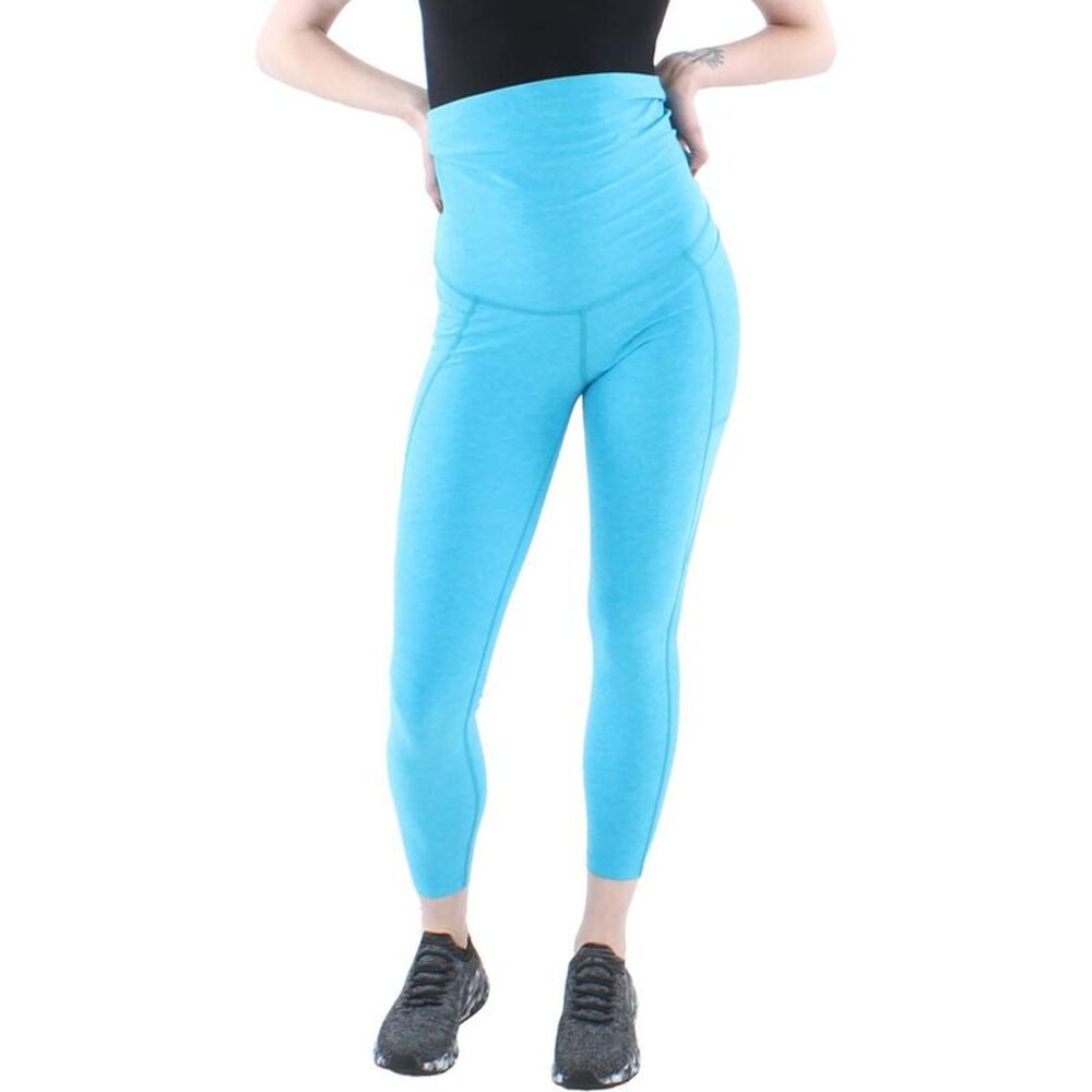Beyond Yoga Womens Blue Maternity Fold-Over Fitness Athletic Leggings EUC